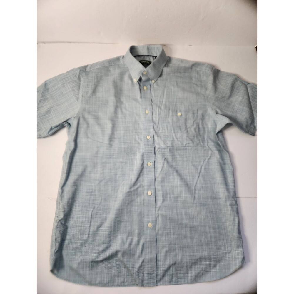Orvis Shirt Mens Large Green Wrinkle Free EZ Cool Button Down Short Sleeve